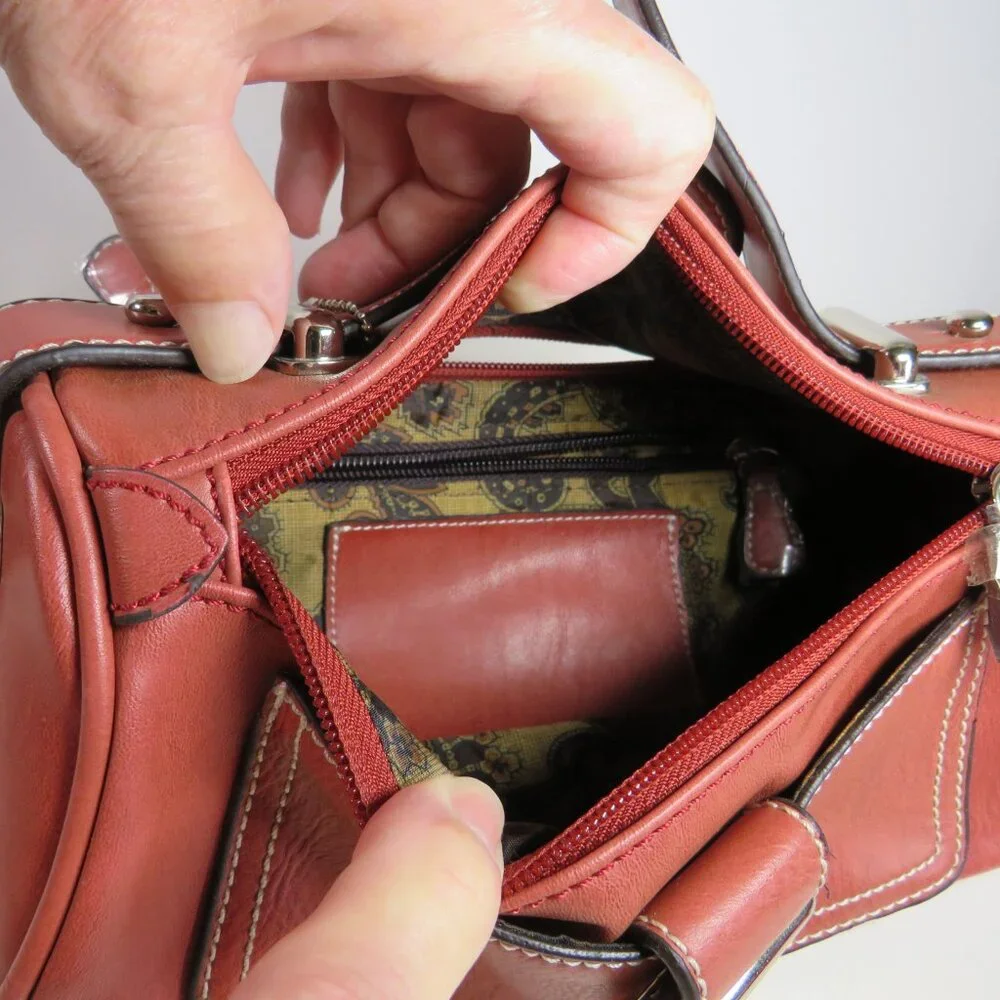 Bellerose Terracotta Leather Baguette Bag with Key Charm - Picture 5 of 10